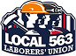 Logo: Worker silhouettes, hard hat, Local 563 Laborers Union below.