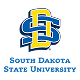 SDSU interlocking yellow-blue letters, university name underneath.